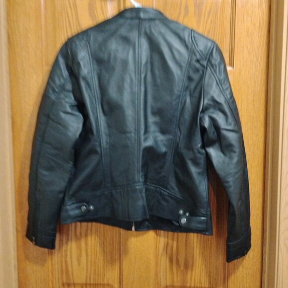 Dodge Women’s Black Biker Genuine Leather Jacket Size L - Picture 15 of 15